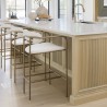 Mercana Parker Cream Fabric Seat Gold Metal Counter Stool Set Side View