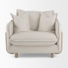 Mercana Roy II Beige Upholstered and Brown Wood Frame Arm Chair Front