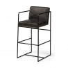 Mercana Stamford 40" Total Height Black Leather Seat With Wood Back, Metal Frame Bar Stool Side