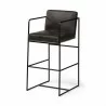 Mercana Stamford 40" Total Height Black Leather Seat With Wood Back, Metal Frame Bar Stool Side - Mercana Stamford 40" Total Height Black Leather Seat With Wood Back, Metal Frame Bar Stool Side