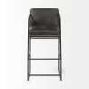 Mercana Stamford 40" Total Height Black Leather Seat With Wood Back, Metal Frame Bar Stool Front - Mercana Stamford 40" Total Height Black Leather Seat With Wood Back, Metal Frame Bar Stool Front