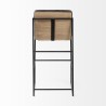 Mercana Stamford 40" Total Height Black Leather Seat With Wood Back, Metal Frame Bar Stool Back