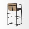 Mercana Stamford 40" Total Height Black Leather Seat With Wood Back, Metal Frame Bar Stool 2