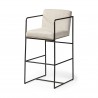 Mercana Stamford 40" Total Height Light Beige Upholstered Seat With Wood Back, Metal Frame Bar Stool Side