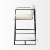 Mercana Stamford 40" Total Height Light Beige Upholstered Seat With Wood Back, Metal Frame Bar Stool Side