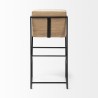 Mercana Stamford 40" Total Height Light Beige Upholstered Seat With Wood Back, Metal Frame Bar Stool Back