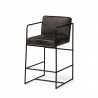 Mercana Stamford 36" Total Height Black Leather Seat With Wood Back, Metal Frame Counter Stool Side
