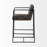 Mercana Stamford 36" Total Height Black Leather Seat With Wood Back, Metal Frame Counter Stool Side