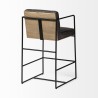 Mercana Stamford 36" Total Height Black Leather Seat With Wood Back, Metal Frame Counter Stool