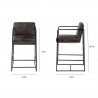Mercana Stamford 36" Total Height Black Leather Seat With Wood Back, Metal Frame Counter Stool