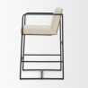Mercana Stamford 36.5" Light Beige Upholstered Seat With Wood Back Metal Frame Counter Stool Side