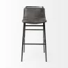 Mercana Kavalan 37.5" Total Height Ebony Leather Seat Black Metal Frame Bar Stool Front - Mercana Kavalan 37.5" Total Height Ebony Leather Seat Black Metal Frame Bar Stool Front