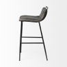 Mercana Kavalan 37.5" Total Height Ebony Leather Seat Black Metal Frame Bar Stool Side