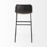 Mercana Kavalan 37.5" Total Height Ebony Leather Seat Black Metal Frame Bar Stool Back