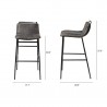 Mercana Kavalan 37.5" Total Height Ebony Leather Seat Black Metal Frame Bar Stool