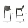 Mercana Kavalan 37.5" Total Height Ebony Leather Seat Black Metal Frame Bar Stool - Mercana Kavalan 37.5" Total Height Ebony Leather Seat Black Metal Frame Bar Stool