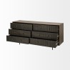 Mercana Grace 70Wx18.5Lx31.25H Two-Tone Brown Solid Wood 6 Drawer Sideboard Open