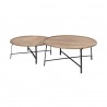 Mercana Helios (Set of 2) Brown Solid Wood Top Black Metal Base Nesting Coffee Tables 4