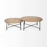 Mercana Helios (Set of 2) Brown Solid Wood Top Black Metal Base Nesting Coffee Tables 2