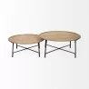 Mercana Helios (Set of 2) Brown Solid Wood Top Black Metal Base Nesting Coffee Tables 2 - Mercana Helios (Set of 2) Brown Solid Wood Top Black Metal Base Nesting Coffee Tables 2