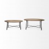 Mercana Helios (Set of 2) Brown Solid Wood Top Black Metal Base Nesting Coffee Tables 1