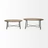 Mercana Helios (Set of 2) Brown Solid Wood Top Black Metal Base Nesting Coffee Tables 1 - Mercana Helios (Set of 2) Brown Solid Wood Top Black Metal Base Nesting Coffee Tables 1
