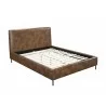 Alpine Furniture Sophia California King Faux Leather Platform Bed, Brown - Angled without Cushion - Alpine Furniture Sophia California King Faux Leather Platform Bed, Brown - Angled without Cushion