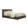 Alpine Furniture Sophia California King Faux Leather Platform Bed, Gray - Angled  - Alpine Furniture Sophia California King Faux Leather Platform Bed, Gray - Angled 
