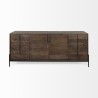 Mercana Glenn VI 71.5x18 Dark Brown Wood Frame w/ Black Iron Accent 6 Drawer 2 Door Cabinet Sideboard Front