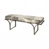 Mercana Jessie 55L x 16W White/Gray Hair-On-Hide Seat With Gold Metal Base Accent Bench 