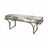 Mercana Jessie 55L x 16W White/Gray Hair-On-Hide Seat With Gold Metal Base Accent Bench  - Mercana Jessie 55L x 16W White/Gray Hair-On-Hide Seat With Gold Metal Base Accent Bench 