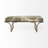 Mercana Jessie 55L x 16W White/Gray Hair-On-Hide Seat With Gold Metal Base Accent Bench Front