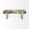 Mercana Jessie 55L x 16W White/Gray Hair-On-Hide Seat With Gold Metal Base Accent Bench Front - Mercana Jessie 55L x 16W White/Gray Hair-On-Hide Seat With Gold Metal Base Accent Bench Front