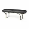 Mercana Jessie 55L x 16W Black Leather Seat With Gold Metal Base Accent Bench - Mercana Jessie 55L x 16W Black Leather Seat With Gold Metal Base Accent Bench