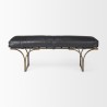Mercana Jessie 55L x 16W Black Leather Seat With Gold Metal Base Accent Bench Front