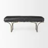Mercana Jessie 55L x 16W Black Leather Seat With Gold Metal Base Accent Bench Front - Mercana Jessie 55L x 16W Black Leather Seat With Gold Metal Base Accent Bench Front