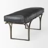 Mercana Jessie 55L x 16W Black Leather Seat With Gold Metal Base Accent Bench - Mercana Jessie 55L x 16W Black Leather Seat With Gold Metal Base Accent Bench