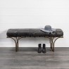 Mercana Jessie 55L x 16W Black Leather Seat With Gold Metal Base Accent Bench