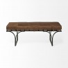 Mercana Jessie 55L x 16W Brown Leather Seat With Gold Metal Base Accent Bench Front