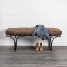 Mercana Jessie 55L x 16W Brown Leather Seat With Gold Metal Base Accent Bench
