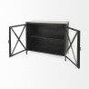 Mercana Poppy III 40L x 16W Black Metal With Glass Door Accent Cabinet Open