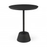 Mercana Maxwell 20" Round Dark Brown Wood With Black Metal Pedestal Side Table Front