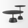 Mercana Maxwell 20" Round Dark Brown Wood With Black Metal Pedestal Side Table 2