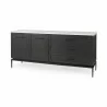 Mercana Divina Black-Brown Wood w/ White Marble Top and Black Metal Base Sideboard - Mercana Divina Black-Brown Wood w/ White Marble Top and Black Metal Base Sideboard