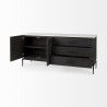 Mercana Divina Black-Brown Wood w/ White Marble Top and Black Metal Base Sideboard Open
