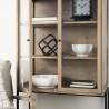 Mercana Arelius 36L x 18W x 63H Light Brown Wood W/ Black Metal Base Display Cabinet