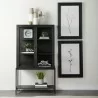 Mercana Arelius 36L x 18W x 63H Black  Wood W/ Black Metal Base Display Cabinet 7 - Mercana Arelius 36L x 18W x 63H Black  Wood W/ Black Metal Base Display Cabinet 7