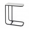 Mercana Kyra 12.0L x 20.0W x 23.0H White Marble Top W/Black Iron Frame C-Shaped End and Side Table