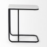 Mercana Kyra 12.0L x 20.0W x 23.0H White Marble Top W/Black Iron Frame C-Shaped End and Side Table Front