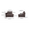 Thurlow Left Arm Facing Chair Espresso Brown Leather-dimension